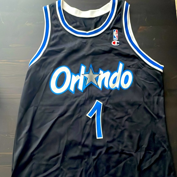 VINTAGE CHAMPION ORLANDO MAGIC PENNY HARDAWAY JERSEY L 44 ANFERNEE SHAQ - Picture 1 of 3
